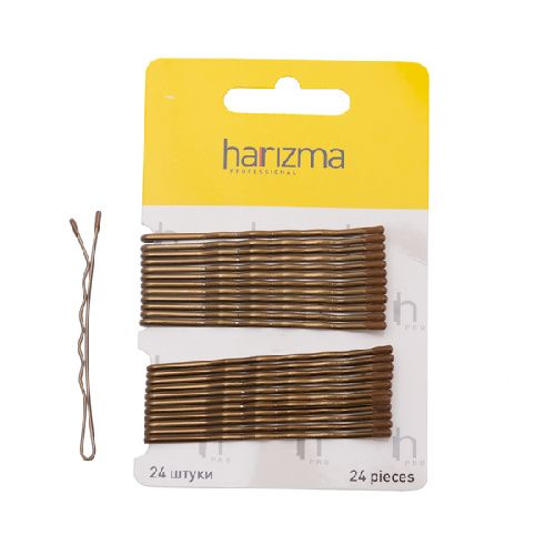 Невидимки 70 мм волна 24 шт коричневые (h10538-04)