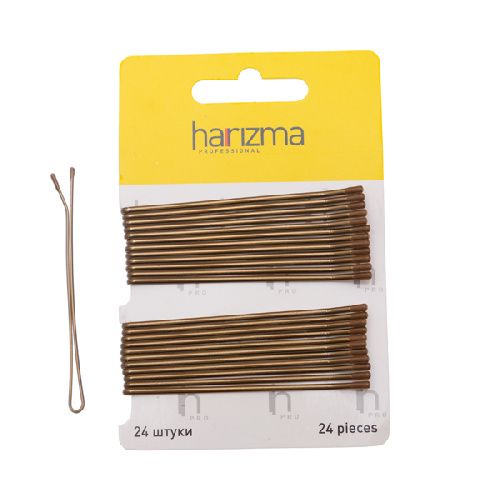Невидимки 70 мм прямые 24 шт коричневые (h10539-04)