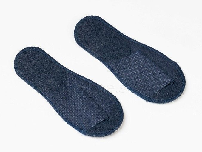 Тапочки на жесткой основе с открытым мысом спанбонд пенополиэтилен синий (1 пара) WL