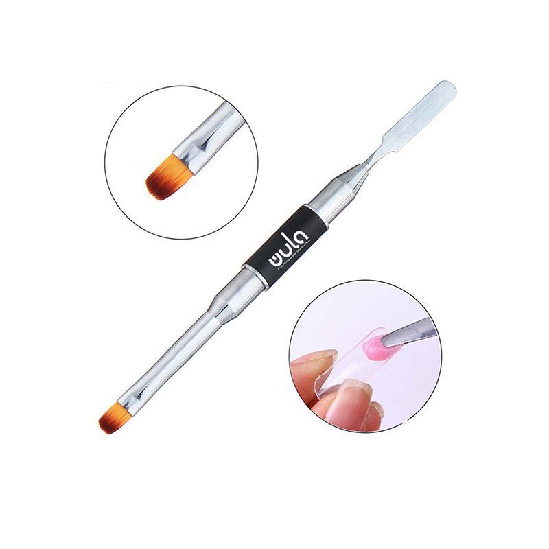 Кисть с лопаткой для маникюра с защитными колпачками