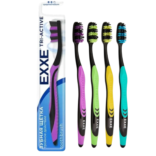 EXXE Зубная щетка tri-active средняя, 1 шт 3106